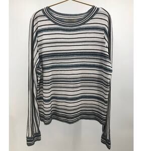 Ann Taylor Factory Metallic Striped Wide Collar Lightweight Sweater Size XL